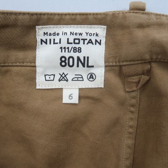Nili Lotan Luna Linen Blend Pants Size 6 Tan Brown Drop Crotch Baggy Trousers - Picture 7 of 14